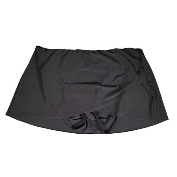 AquaâGreenâWomen's DrapeâFrontâBlackâSwimâSkirtâSzâS - Picture 2 of 10